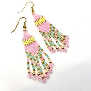 Boho Beaded Native Tribal Style Artisan Made Earrings